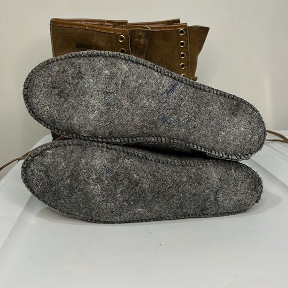 Sorel Ice Pack Boots Men 9 Winter Snow Duck Hunting Brown Leather Wool Liners - Picture 10 of 16